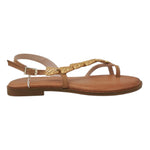 Caryatis Sandalo Cuoio con Dettaglio Dorato da Donna