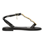 Caryatis Sandalo Nero con Dettaglio Dorato da Donna