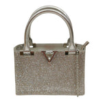 Della Fonte Borsa a Mano Argento Ricoperta di Strass da Donna