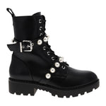 Buffalo Wave Pearl Laceup Mid Anfibio Alto con Perle da Donna