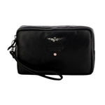 Aeronautica Militare Pochette Nera in Pelle con Polsino e Tracolla da Uomo