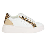Gaelle Sneakers Platform Donna in Misto Pelle Beige Animalier