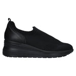 Enval Soft Slip On Nero in Tessuto con Zeppa da Donna