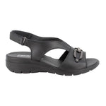 Enval Soft Sandalo Nero con Morsetto e Strappo da Donna