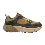 Jeep Sneakers Uomo in Camoscio e Tessuto Kaki con Lacci Bicolore e Logo Impresso Laterale