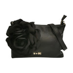 M Brc Pochette Donna in Pelle Nero Linea Dream con Fiore Laterale in Raso