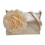 M Brc Pochette Donna in Pelle Platino Linea Dream con Fiore Laterale in Raso