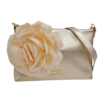 M Brc Pochette Donna in Pelle Platino Linea Dream con Fiore Laterale in Raso