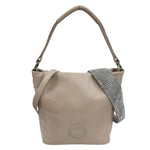 M Brc Borsa a Spalla Donna Linea Chic in Pelle Avorio con Manico Strass