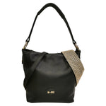 M Brc Borsa a Spalla Donna Linea Chic in Pelle Nera con Manico Strass