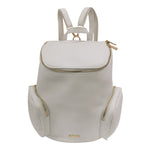 M Brc Zaino Donna in Pelle Bianco Linea Voyager con Tasche Laterali e Chiusura con Cerniera