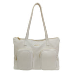 M Brc Shopping Bag Donna Linea Voyager in Pelle BIanca con Tasconi Frontali