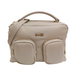 M Brc Borsa a Mano Donna in Pelle Avorio Linea Voyager con Tasconi Frontali e Tracolla