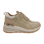 Keys Sneakers Donna in Pelle Beige con Zip Laterale e Zeppa 60mm