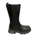 Cult Young Stivale Bambina in Ecopelle Nera con Inserto in Tessuto