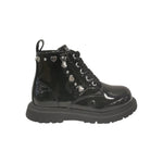 Cult Young Anfibio Bambina in Vernice Nero con Cuori e Lacci con Zip