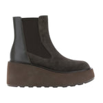 CafèNoir Stivaletto Donna in Pelle e Camoscio Testa di Moro con Zeppa e Elastico