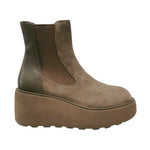 CafèNoir Stivaletto Donna in Pelle e Camoscio Tortora con Zeppa e Elastico