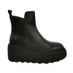 CafèNoir Stivaletto Donna in Pelle Nera con Zeppa e Linguetta Posteriore