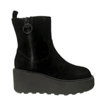 CafèNoir Stivaletto Donna in Morbido Camoscio Nero con Zeppa e Doppia Zip