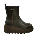 CafèNoir Stivaletto Donna in Morbida Pelle Testa di Moro con Zeppa e Doppia Zip