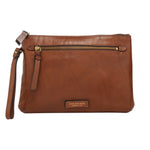 The Bridge Pochette Unisex Linea Ingrid in Pelle Cuoio con Polsino