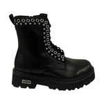 Cult Anfibio Donna in Pelle Nera con Borchie Argento