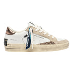 Crime London Sneakers Donna in Pelle Bianca Sk8 Deluxe Caramel Brulée