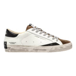 Crime London Sneakers Uomo in Pelle Bianco Tortora Distressed 2.0 Downtown