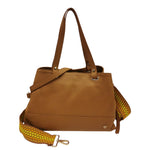 Caleidos Borsa a Spalla Grande Donna in Pelle Caramello con Doppia Tracolla
