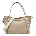 Caleidos Borsa a Mano Grande Donna in Pelle Beige Bianco con Tracolla