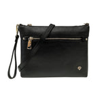 Caleidos Pochette Donna in Pelle Nera con Tasca Frontale