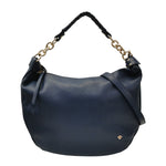 Caleidos Borsa a Spalla Donna in Pelle Blu con Manico ad Intreccio e Catena
