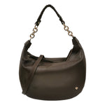 Caleidos Borsa a Spalla Donna in Pelle Marrone con Manico ad Intreccio e Catena