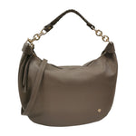 Caleidos Borsa a Spalla Donna in Pelle Nebbia con Manico ad Intreccio e Catena
