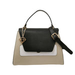 Caleidos Borsa a Mano Media Donna in Pelle Nera Mix con Tracolla