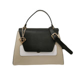 Caleidos Borsa a Mano Media Donna in Pelle Nera Mix con Tracolla