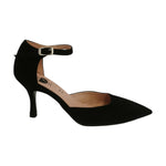 Scarpeborseonline Dècollettè Donna in Camoscio Nero con Cinturino e Tacco a Stiletto Alto 80mm