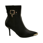 Ferrè Tronchetto Donna in Ecopelle Nera con Dettagli Oro e Tacco a Spillo Alto 80mm