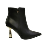 Ferrè Tronchetto Donna in Pelle Nera con Tacco Dorato Alto 90mm
