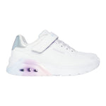 Skechers Sneakers Bambina in Ecopelle Bianca Multi Uno Lite 2.0 - Vivid Metallic