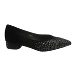 Luciano Barachini Ballerina Donna in Velluto Nero con Borchie e Tacco Largo Alto 30mm