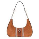 Guess Mini Borsa a Spalla Erenia Donna in Camoscio Sintetico Cognac Multi