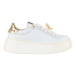 Gio+ Sneakers Platform Donna in Pelle Bianca Oro Laminato con Accessorio