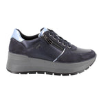 Igi&Co Sneakers Donna in Pelle e Camoscio Marrone Blu con Lacci e Zip Laterale