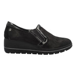 Enval Soft Mocassino Nero in Camoscio Nero con Inserto in Vernice e Zeppa Alta 50mm