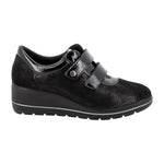 Enval Soft Sneakers Donna in Camoscio e Vernice Nera con Strappo e Zeppa Alta 50mm