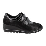 Enval Soft Sneakers Donna in Camoscio e Vernice Nera con Strappo e Zeppa Alta 50mm