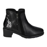 Valleverde Stivaletto Donna in Pelle Nera con Inserto in Vernice e Tacco Largo Alto 50mm