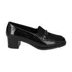 Valleverde Mocassino Donna in Camoscio e Vernice Nero con Tacco Largo Alto 40mm